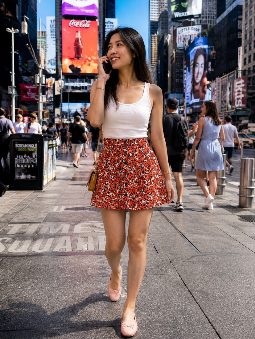 H&M "Divided" Floral Button-Front Mini Skirt in Coral -Size 6